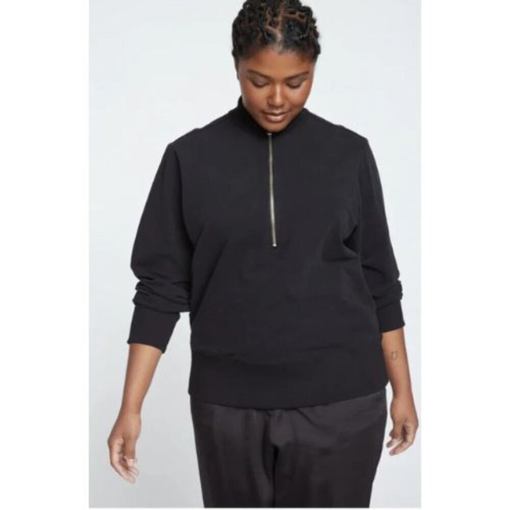 Universal Standard Zoe Half Zip Funnel Neck Pullover Sweatshirt S 54201